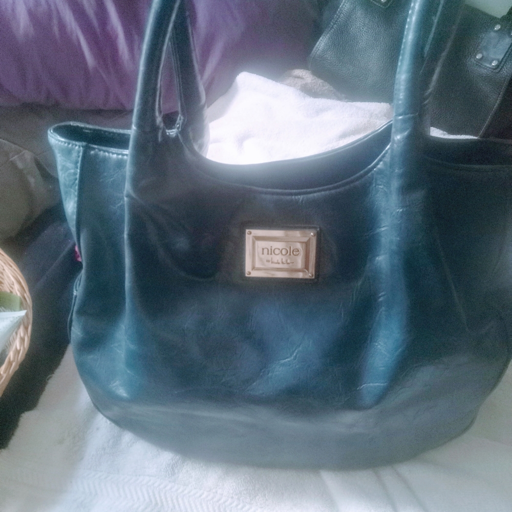 Nicole Blue Leather Tote Bag